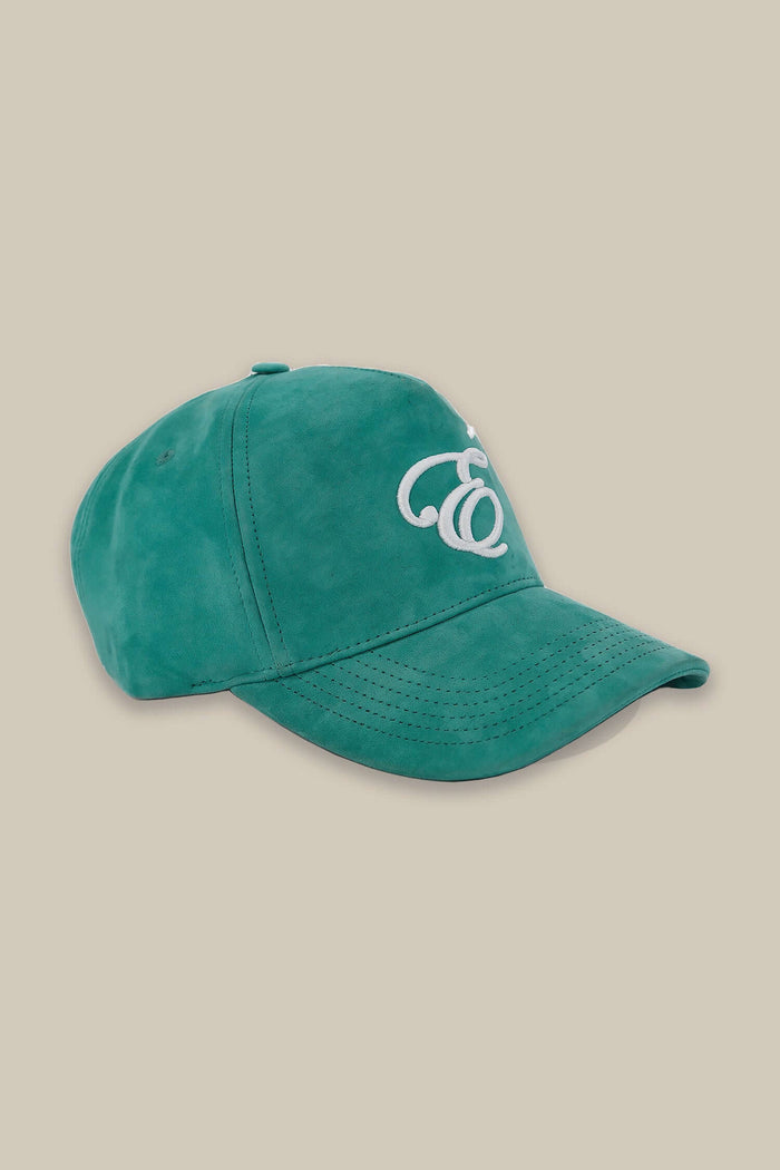 Éclectique green suede baseball cap angled view