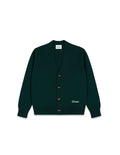 Green v neck cardigan in Scarab green flat lay front view