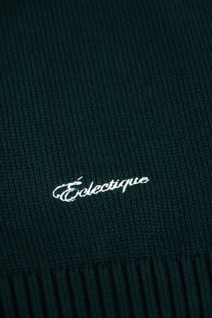 Scarab green v neck cardigan with Éclectique embroidery detail