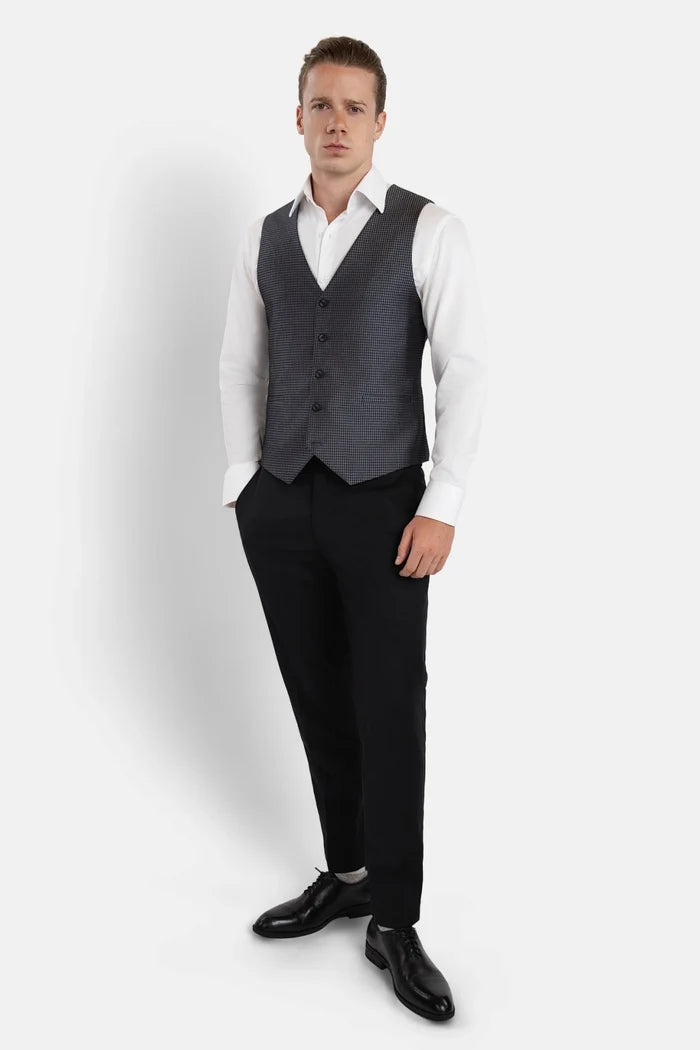 Grey Microcheck Vest - SARTORO