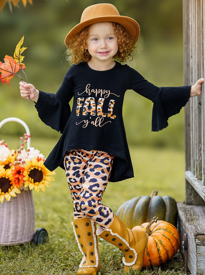 Little Girls Fall Outfits | Leopard Print Legging Set | Girls Boutique