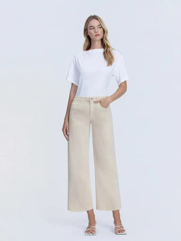 High Rise Crop Wide Straight Leg Jeans