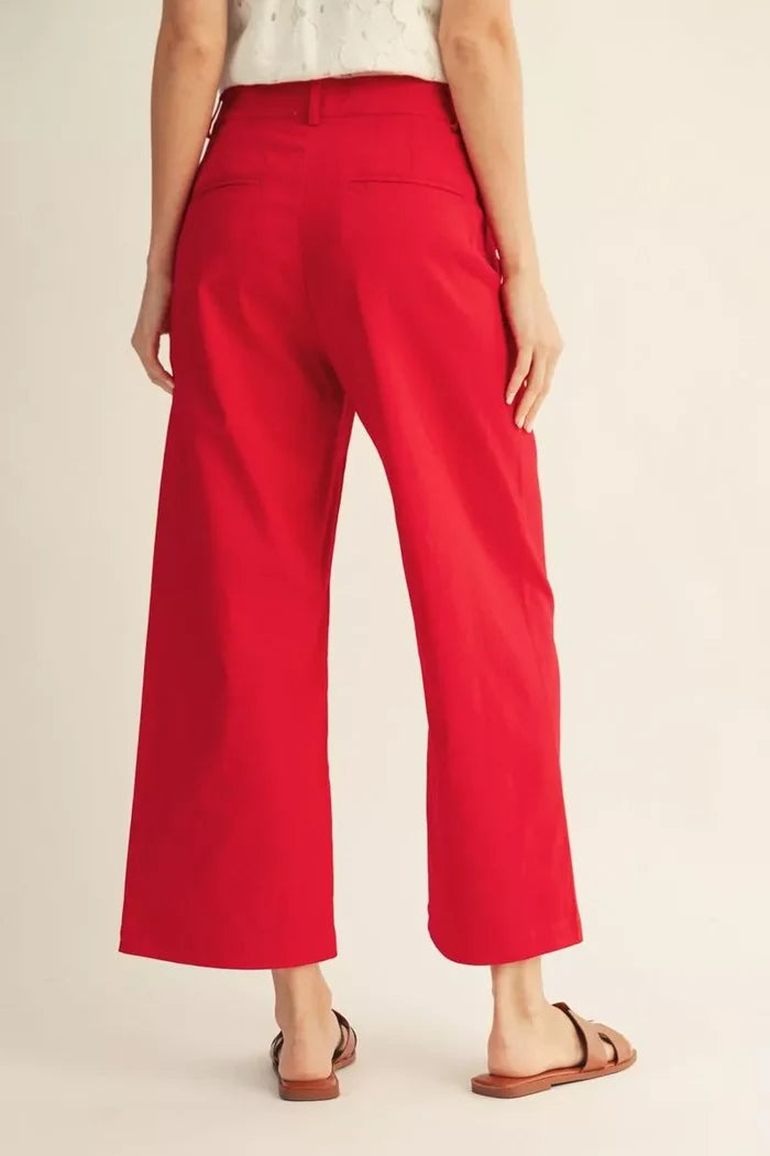 High Waist Wide Leg Solid Pants with Pockets