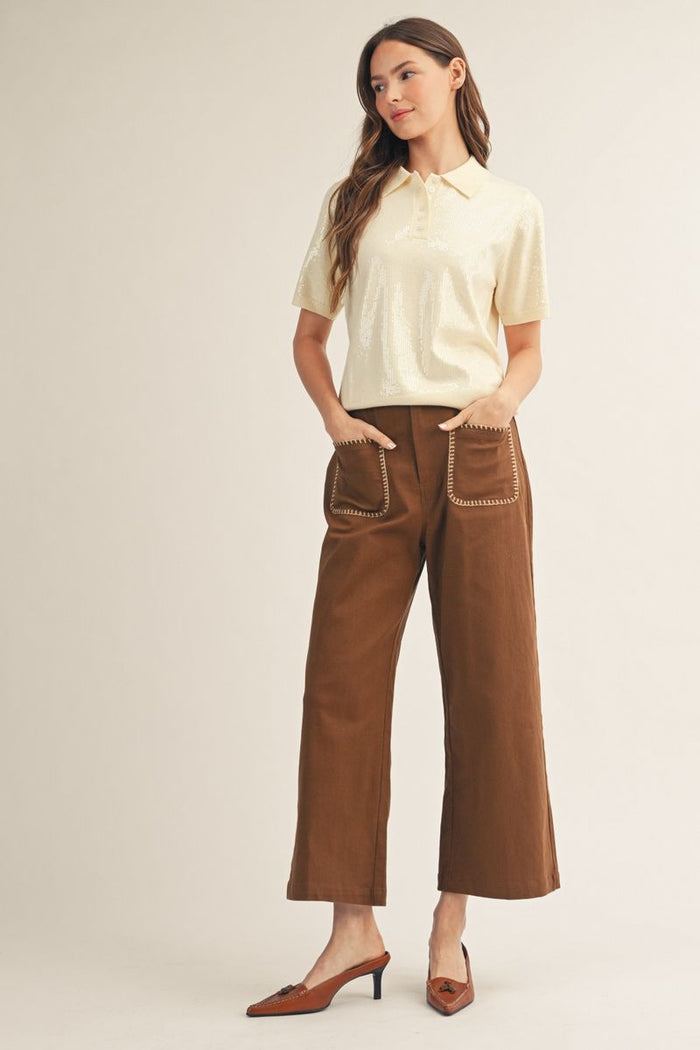 High Waist Wide Leg Solid Pants