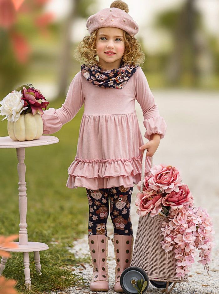 Fall Outfits | Cute Tunic, Scarf & Legging Set | Mia Belle Girls