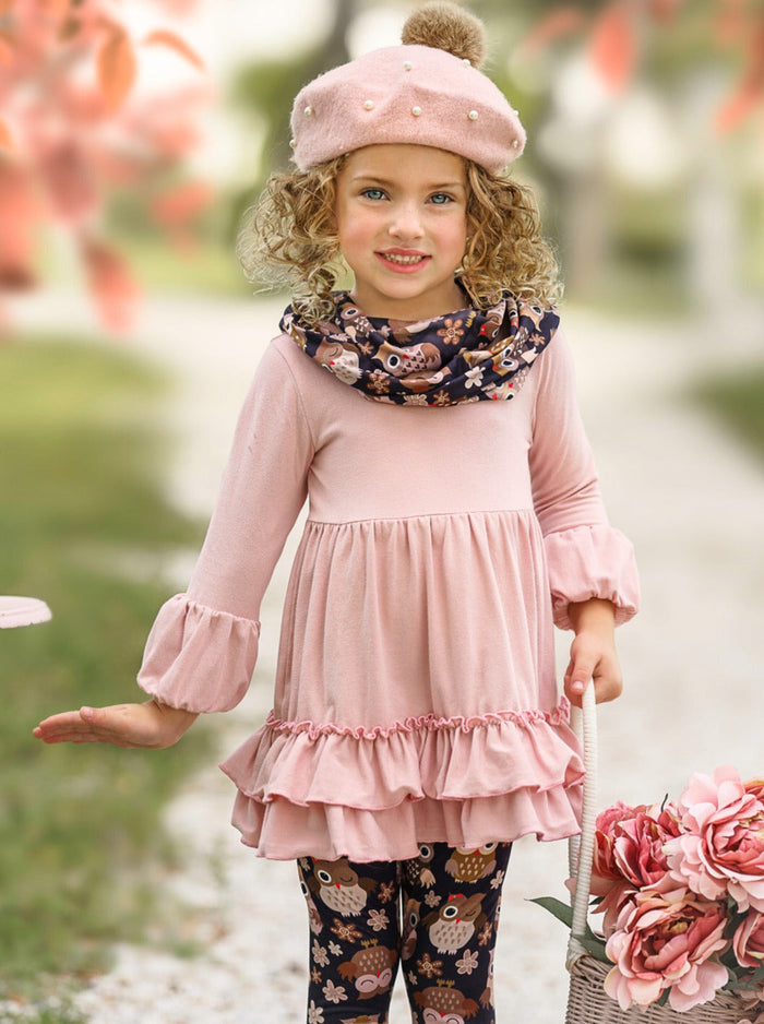 Fall Outfits | Cute Tunic, Scarf & Legging Set | Mia Belle Girls