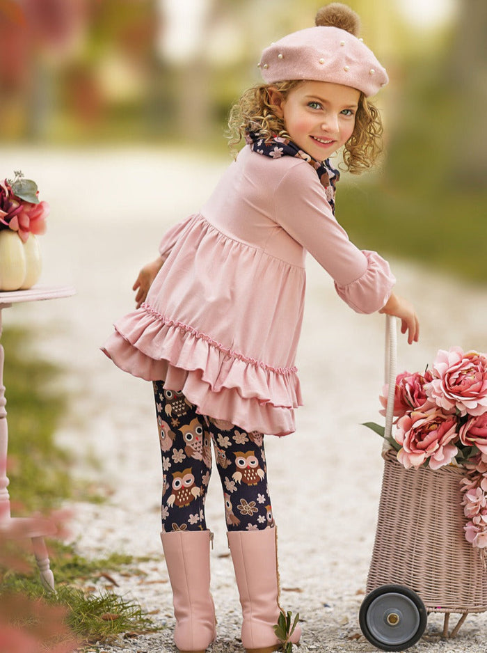 Fall Outfits | Cute Tunic, Scarf & Legging Set | Mia Belle Girls