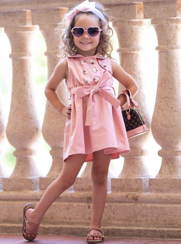 How Timeless Belted Trench Dress - Mia Belle Girls