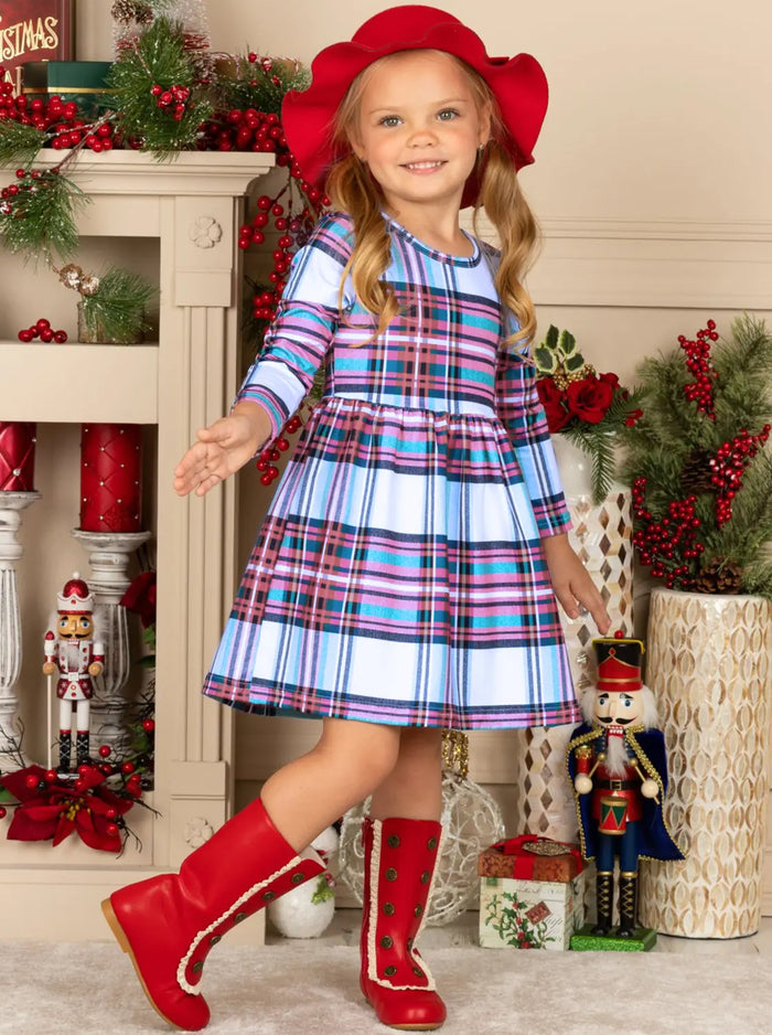 I'm Smitten Plaid A-line Dress Mia Belle Girls