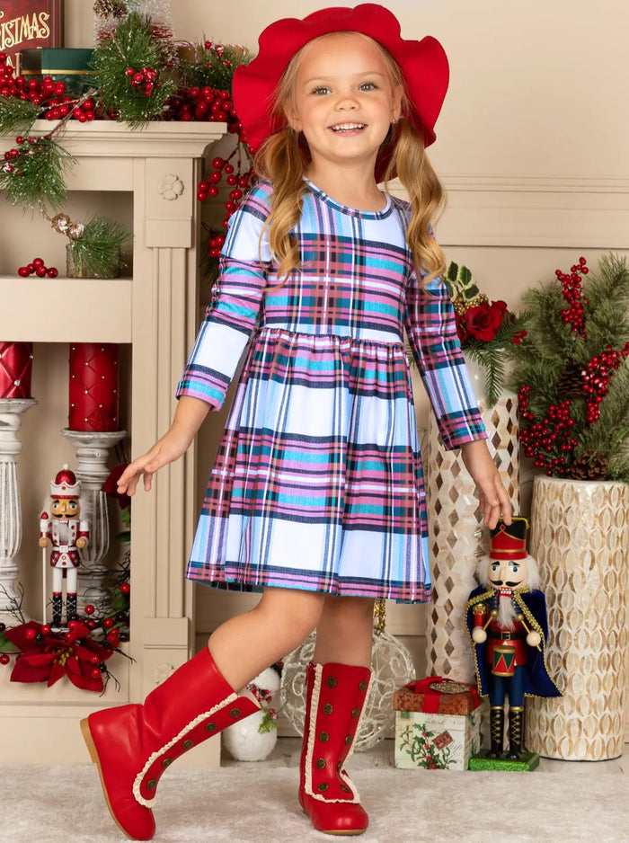 I'm Smitten Plaid A-line Dress Mia Belle Girls