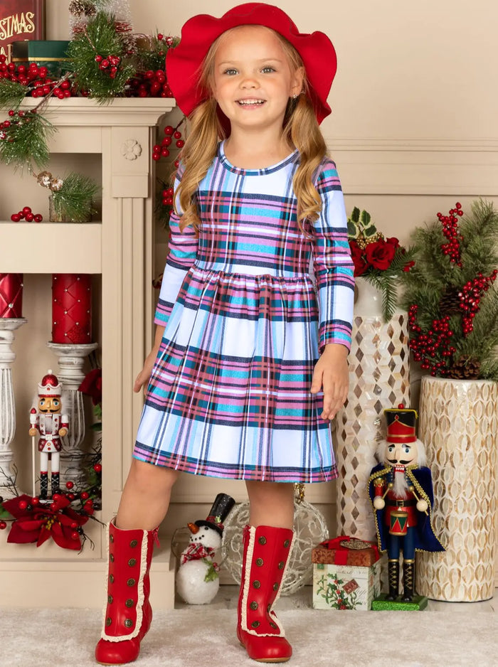 I'm Smitten Plaid A-line Dress Mia Belle Girls