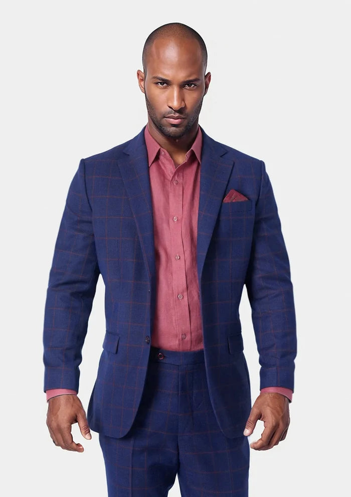 Astor Indigo Blue Windowpane Suit - SARTORO