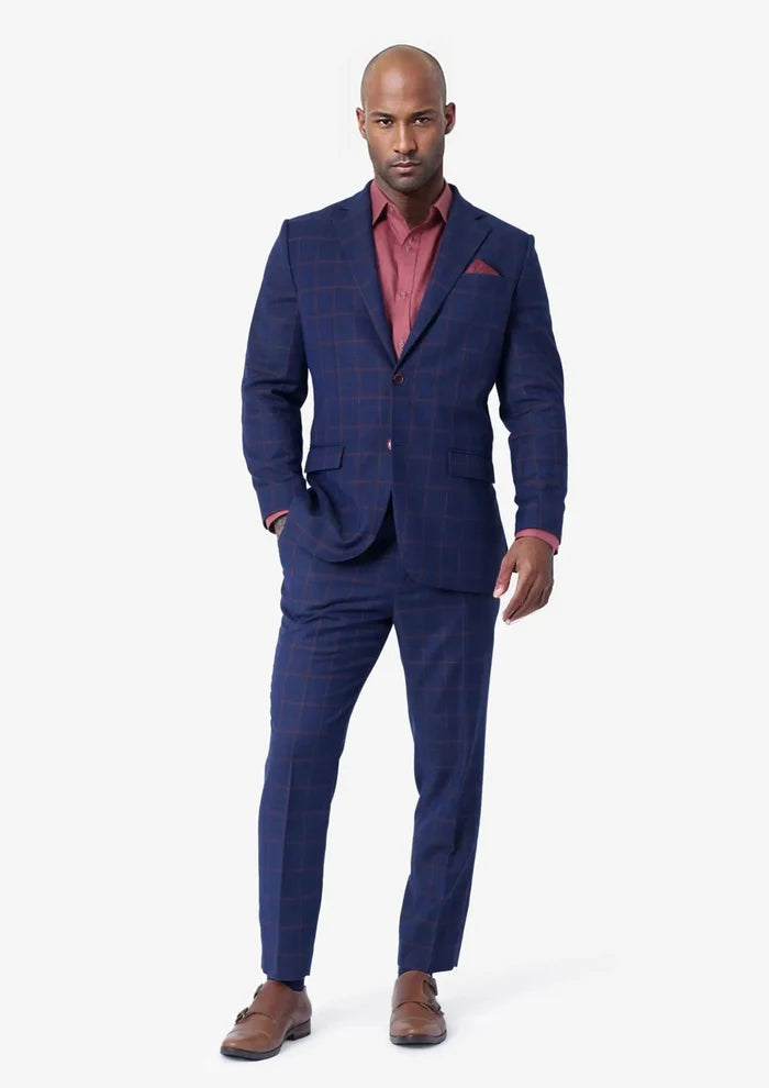 Astor Indigo Blue Windowpane Suit - SARTORO