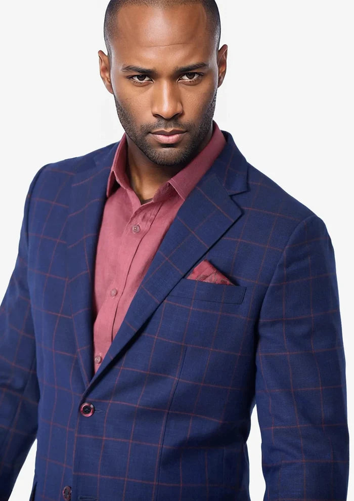 Astor Indigo Blue Windowpane Suit - SARTORO