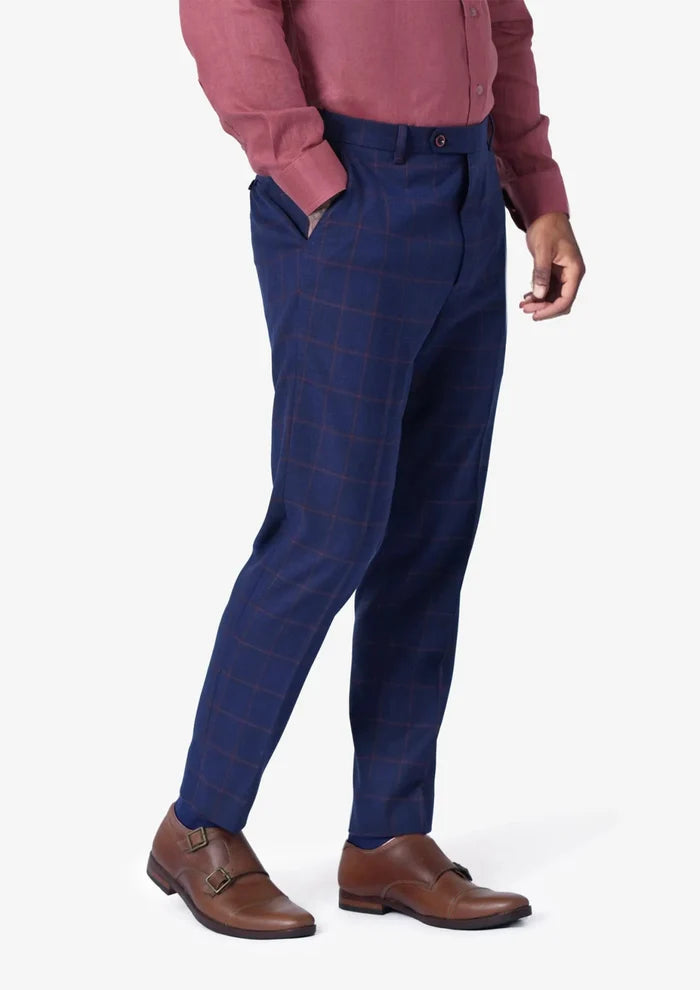 Astor Indigo Blue Windowpane Suit - SARTORO