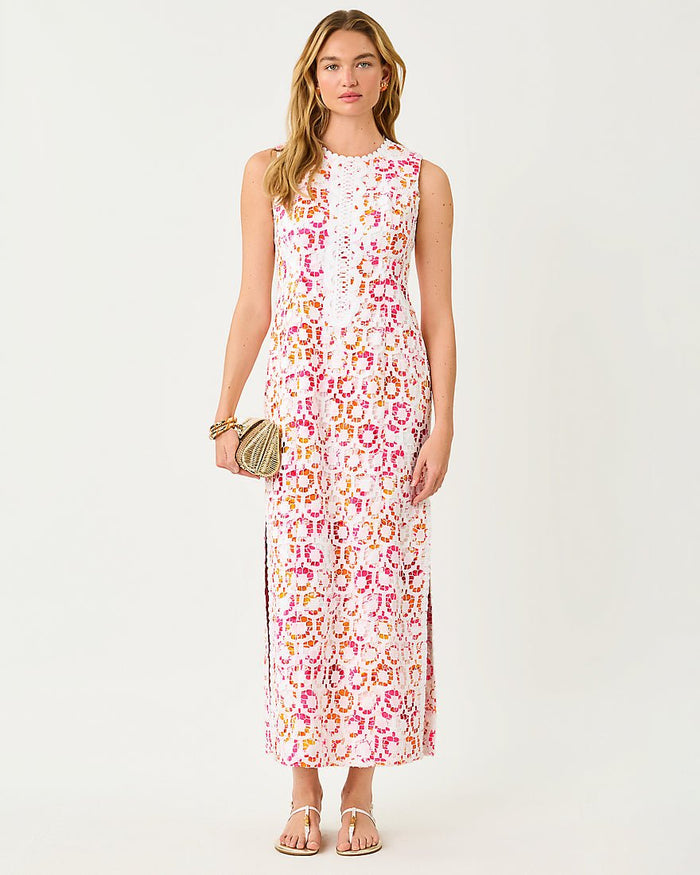 Lilly Pulitzer - Kitt Maxi Shift Dress - Resort White Pansy Fansy