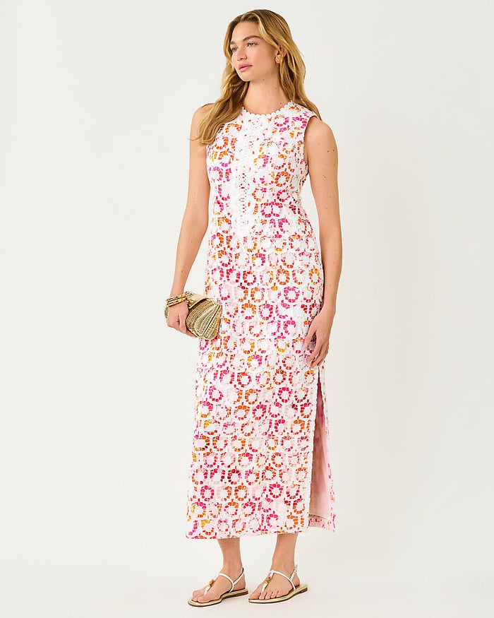 Lilly Pulitzer - Kitt Maxi Shift Dress - Resort White Pansy Fansy