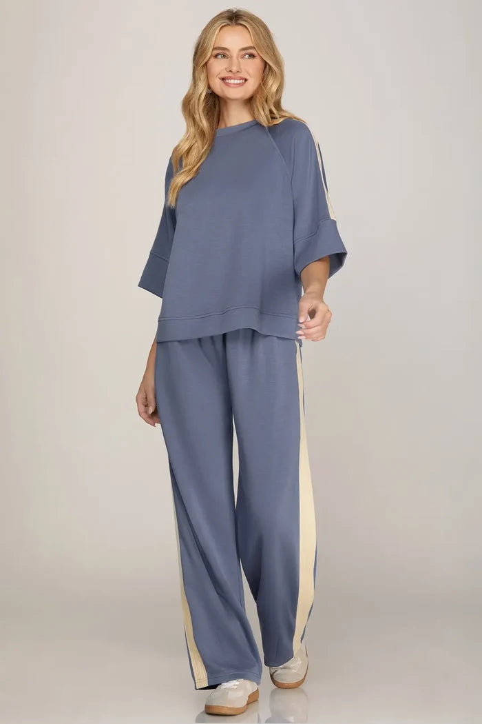 Knit Pants with Contrast Side Tape
