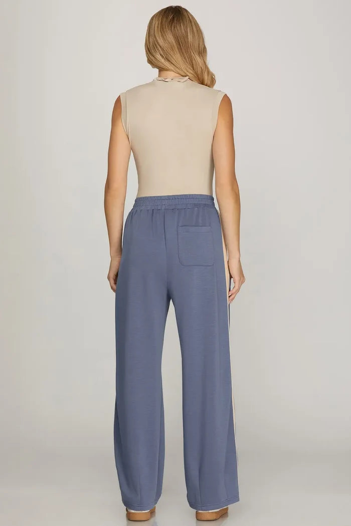Knit Pants with Contrast Side Tape