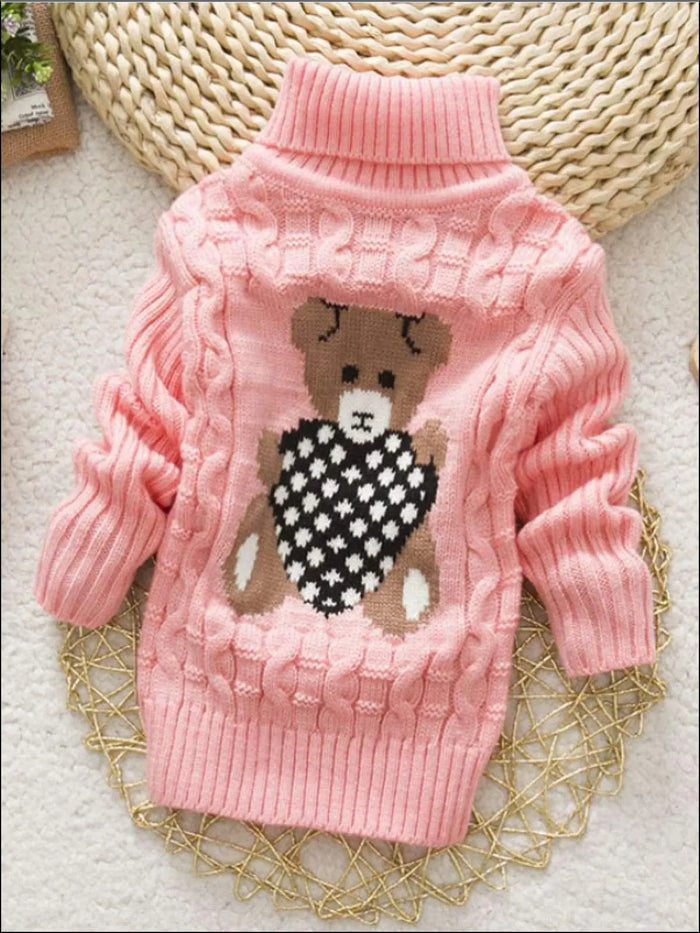 Sweaters & Cardigans | Knit Bear Turtleneck Sweater | Mia Belle Girls