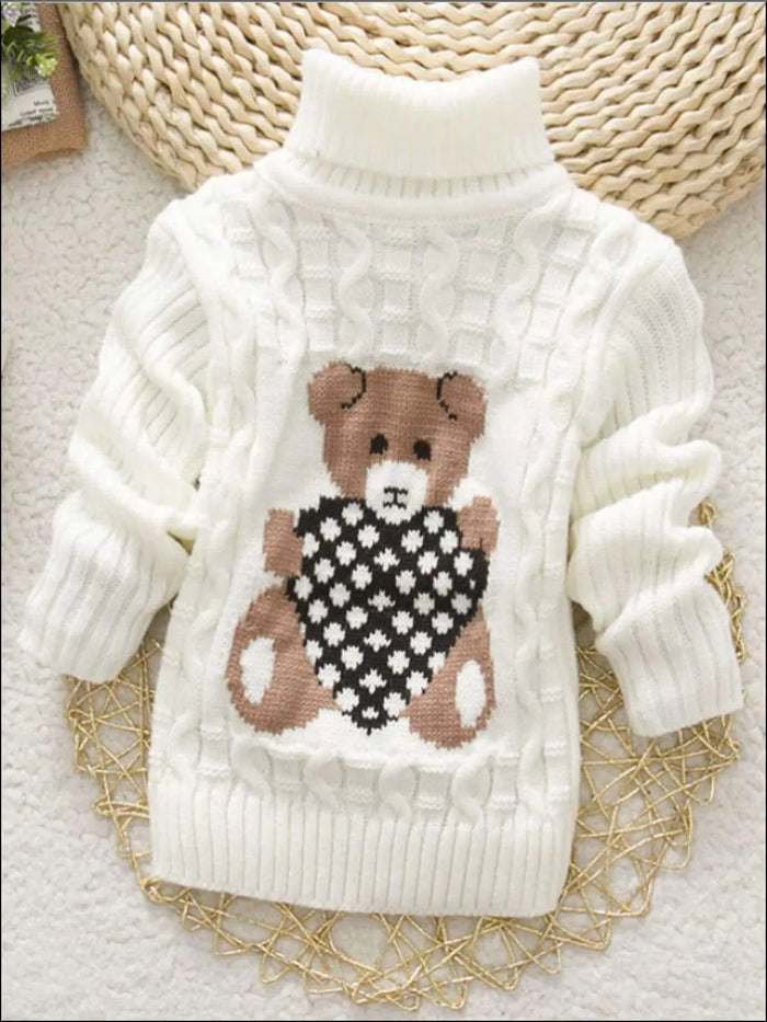 Sweaters & Cardigans | Knit Bear Turtleneck Sweater | Mia Belle Girls