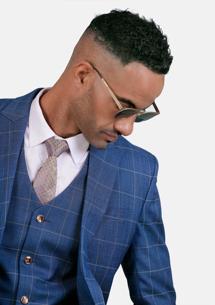 Madison Lapis Blue Windowpane Suit - SARTORO