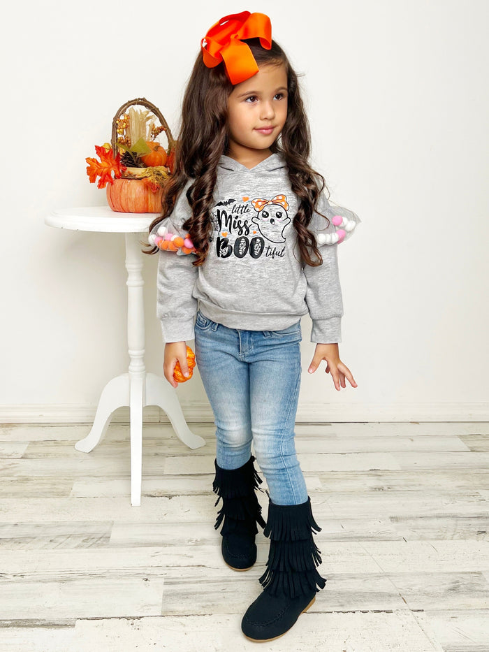 Girls Halloween Tops | Miss Boo-tiful Hooded Top | Mia Belle Girls