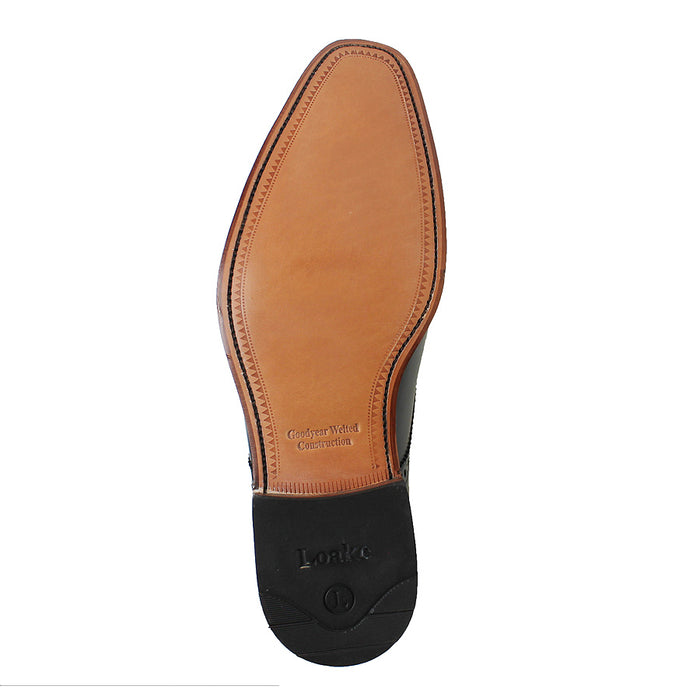 Loake - Foley Leather Semi Brogue Derby Shoes in Black - Nigel Clare