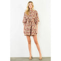 Long Sleeve Pattern Button Down Dress