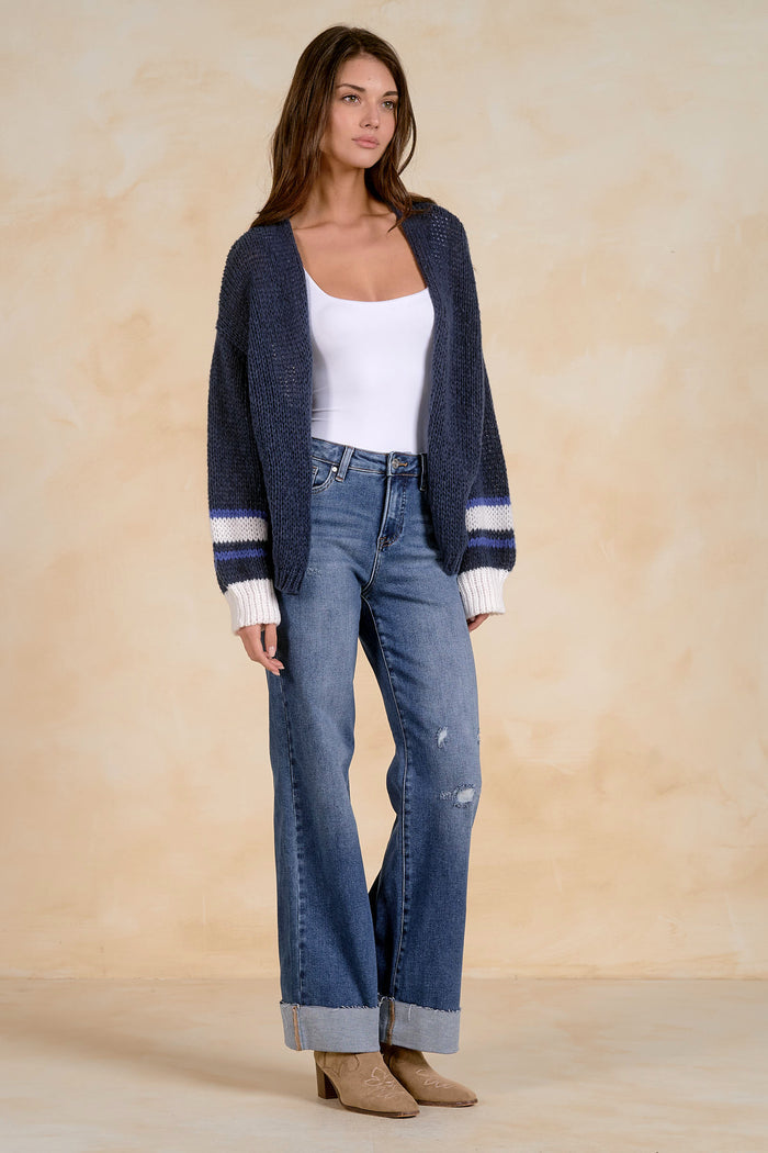 Loose Knit Cardigan Sweater