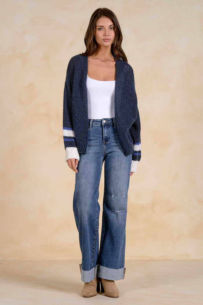 Loose Knit Cardigan Sweater