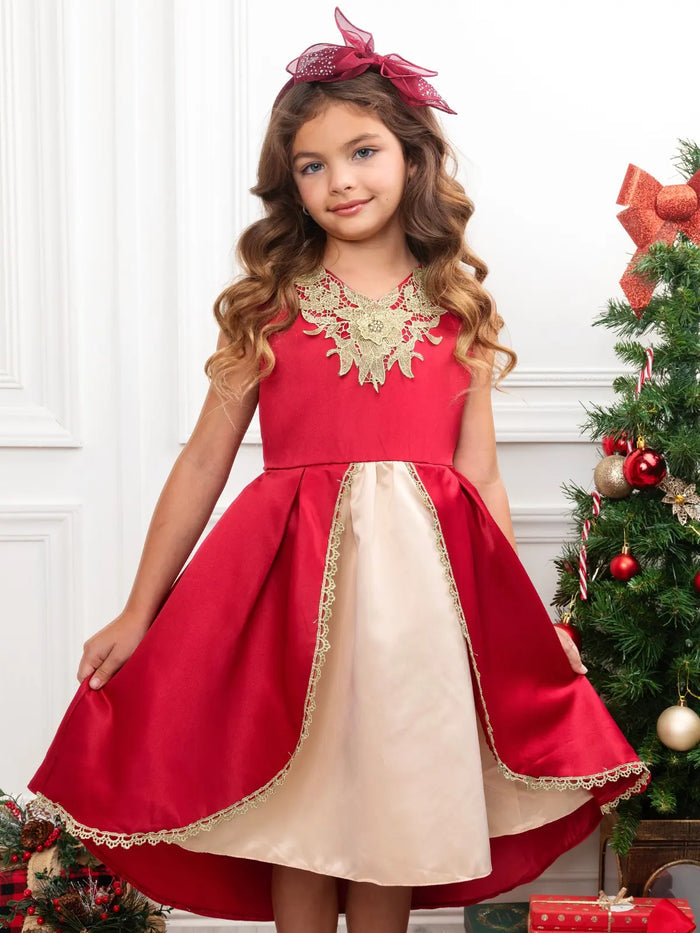 Lovely Night Red Embroidered Holiday Dress Mia Belle Girls