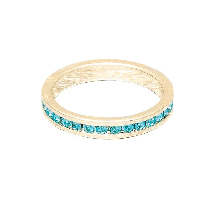 March (Aquamarine) Yellow Gold Ring | Size 8