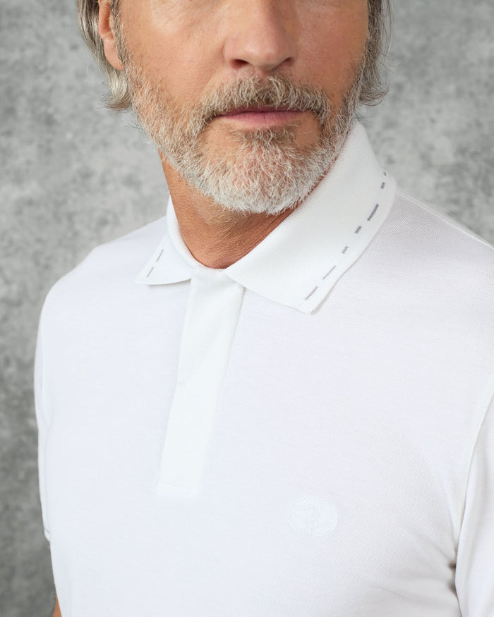Martin Cotton & Silk Jersey Polo Shirt White