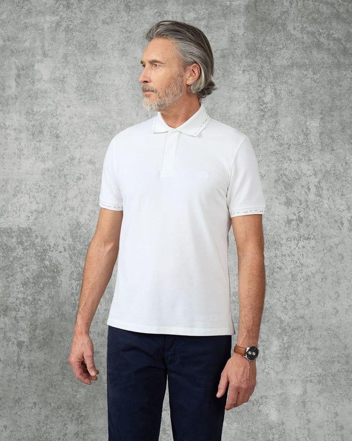 Martin Cotton & Silk Jersey Polo Shirt White