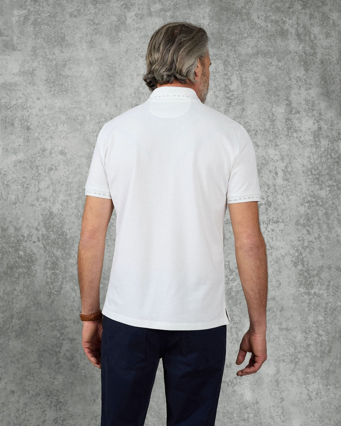 Martin Cotton & Silk Jersey Polo Shirt White