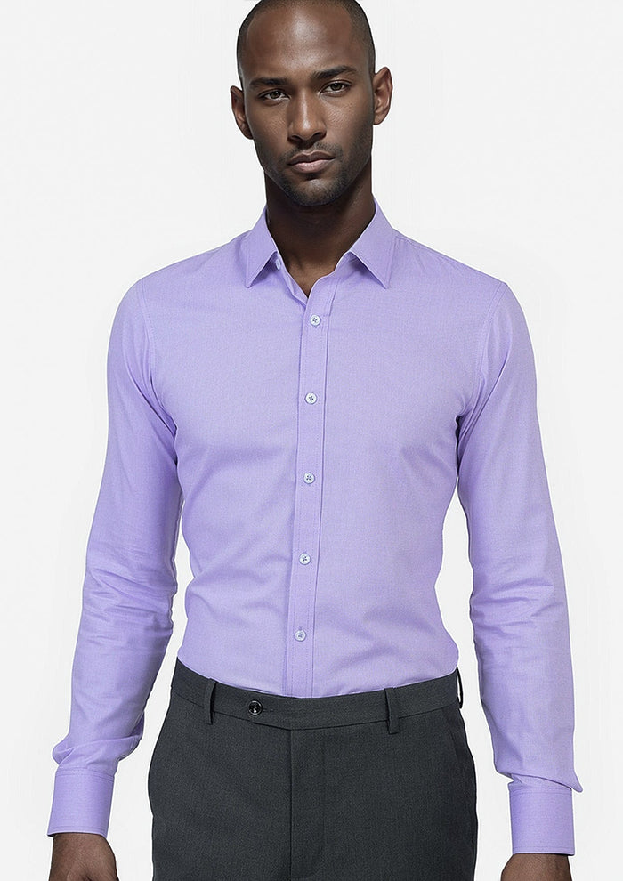 Mauve Egyptian Cotton Broadcloth Shirt - SARTORO