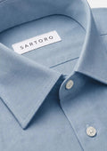Maya Blue Linen Blend Shirt - SARTORO