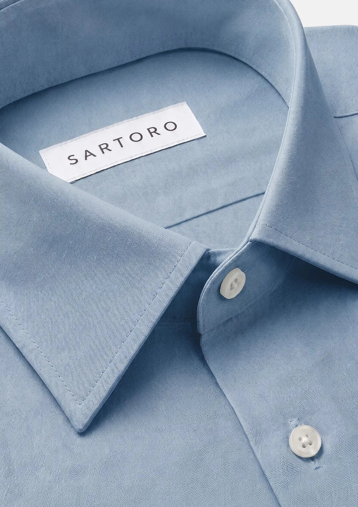 Maya Blue Linen Blend Shirt - SARTORO