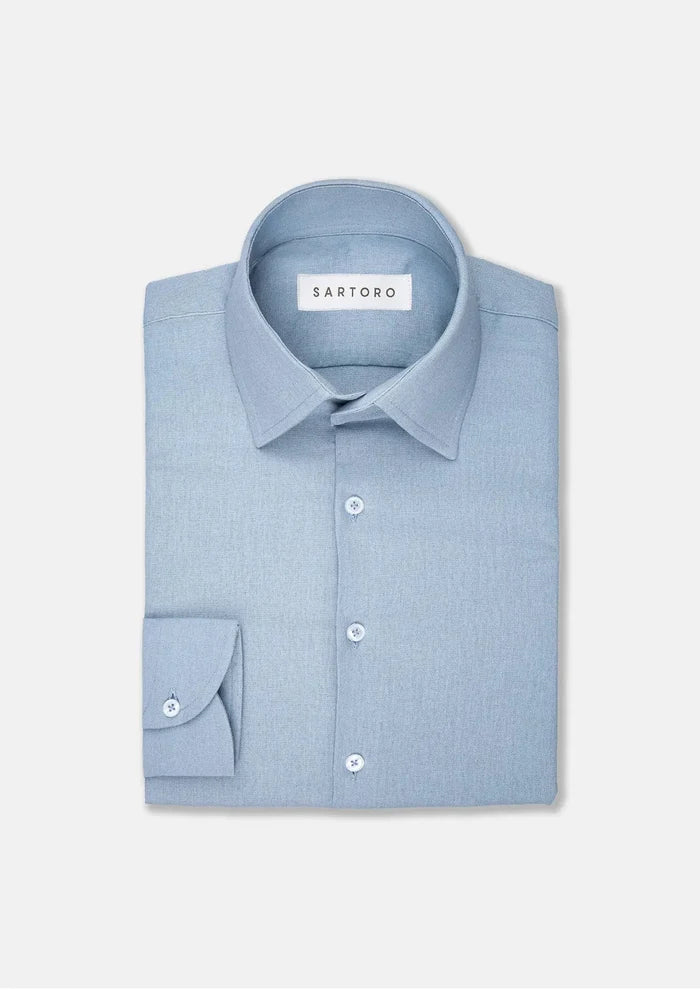 Maya Blue Linen Blend Shirt - SARTORO
