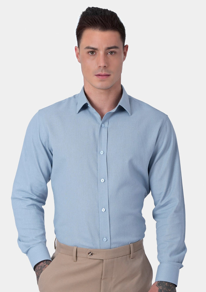 Maya Blue Linen Blend Shirt - SARTORO