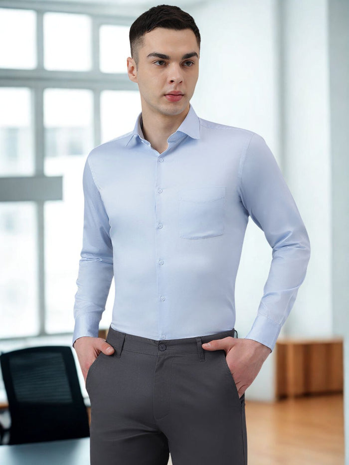 Men Light Blue Slim Fit Formal Shirt