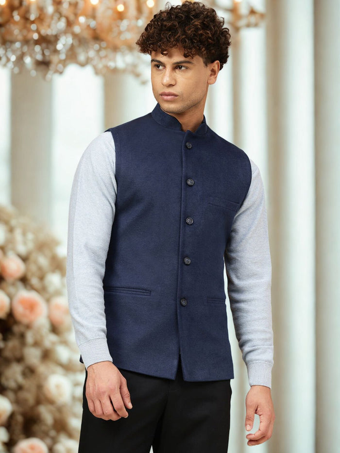 Men Velvet Finish Nehru Jacket