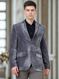 Men's Grey Velvet Textured Blazer