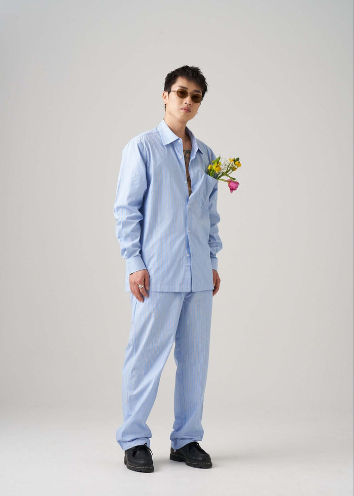 men's striped casual pants side angle