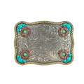 M&F Western Flower Accent & Turquoise Stones Belt Buckle