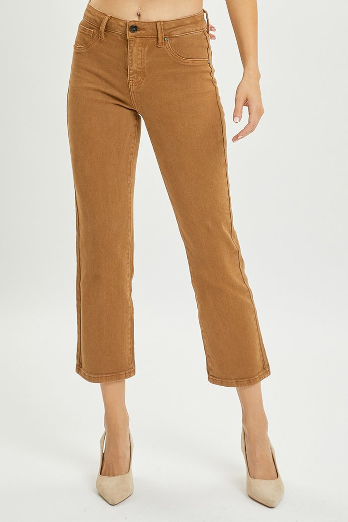 Mid Rise Straight Crop Pants