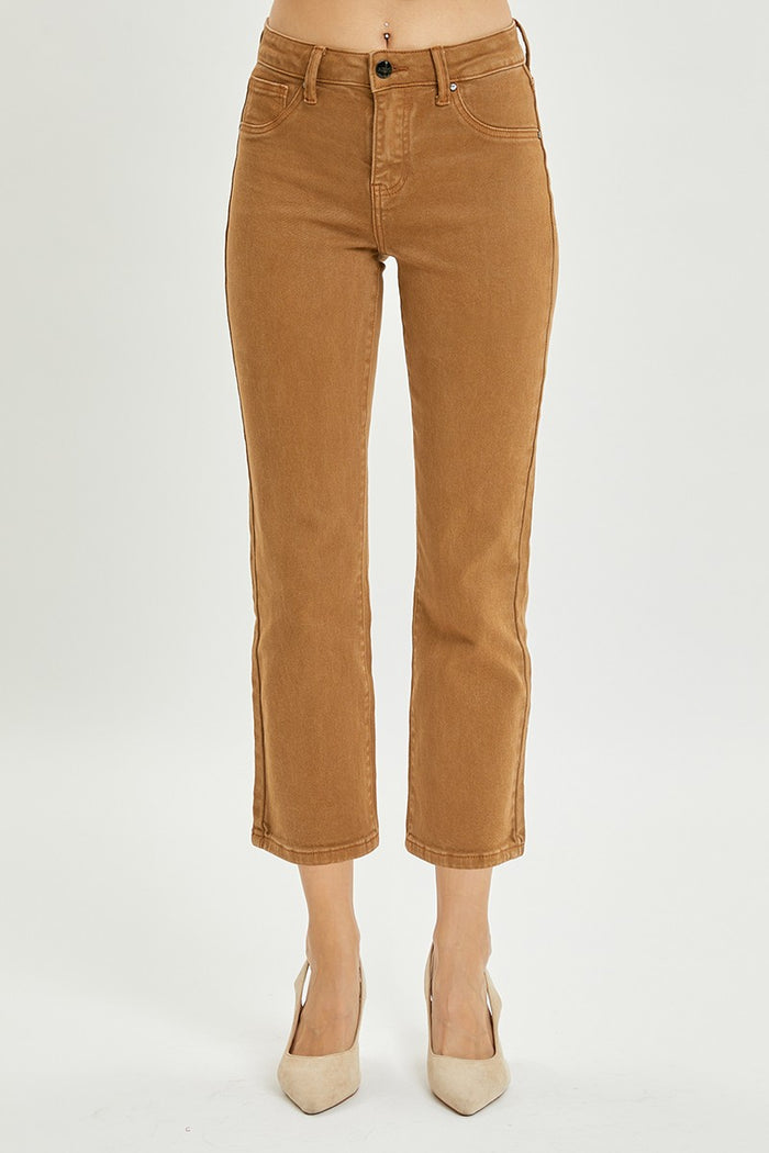 Mid Rise Straight Crop Pants