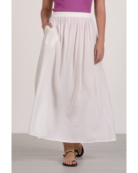 Midi Skirt with Elastic Waistband
