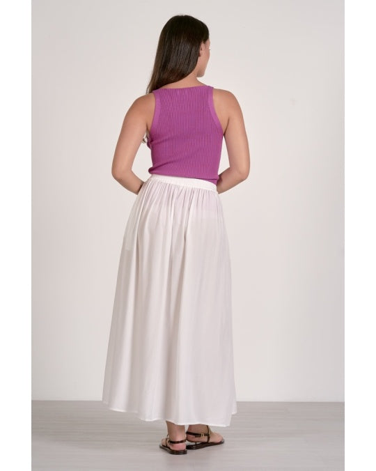 Midi Skirt with Elastic Waistband